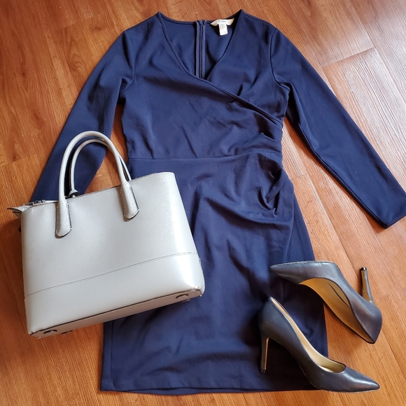 Y by Yumi Navy Faux Wrap Dress - Picture 5 of 8